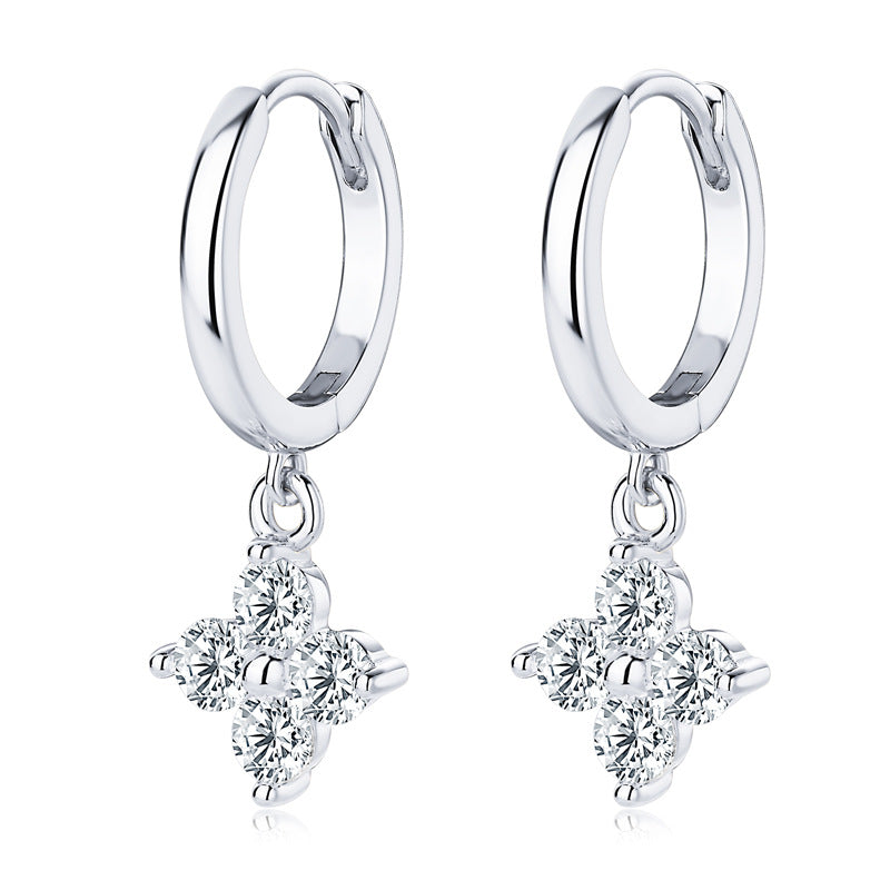 D-Color Moissanite Four-Leaf Clover Stud Earrings - 925 Sterling Silver Lucky Charm Earrings