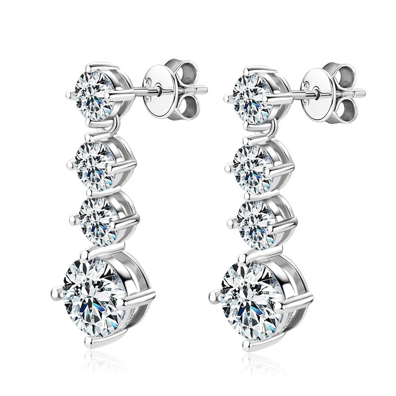 French Vintage Moissanite Stud Earrings - S925 Sterling Silver Classic Design
