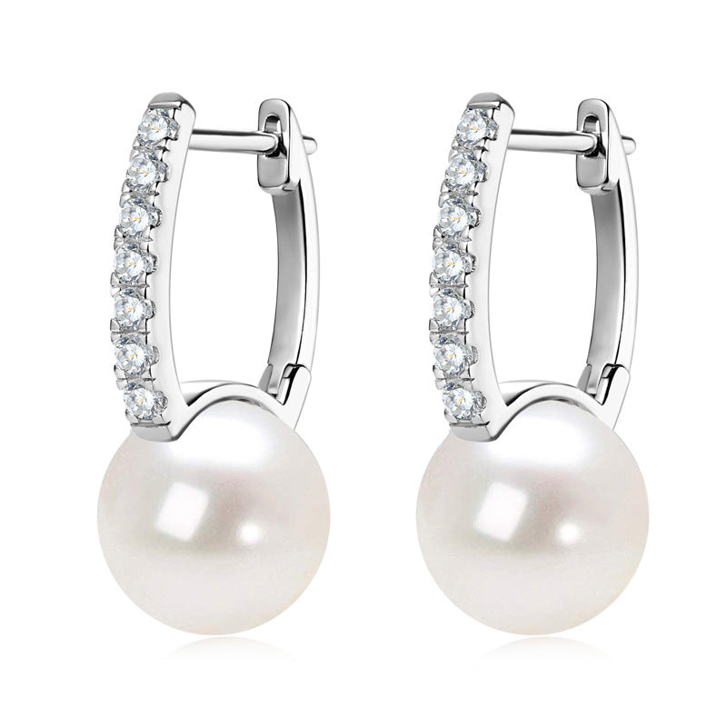 Natural Freshwater Pearl Stud Earrings - Sterling Silver for Women