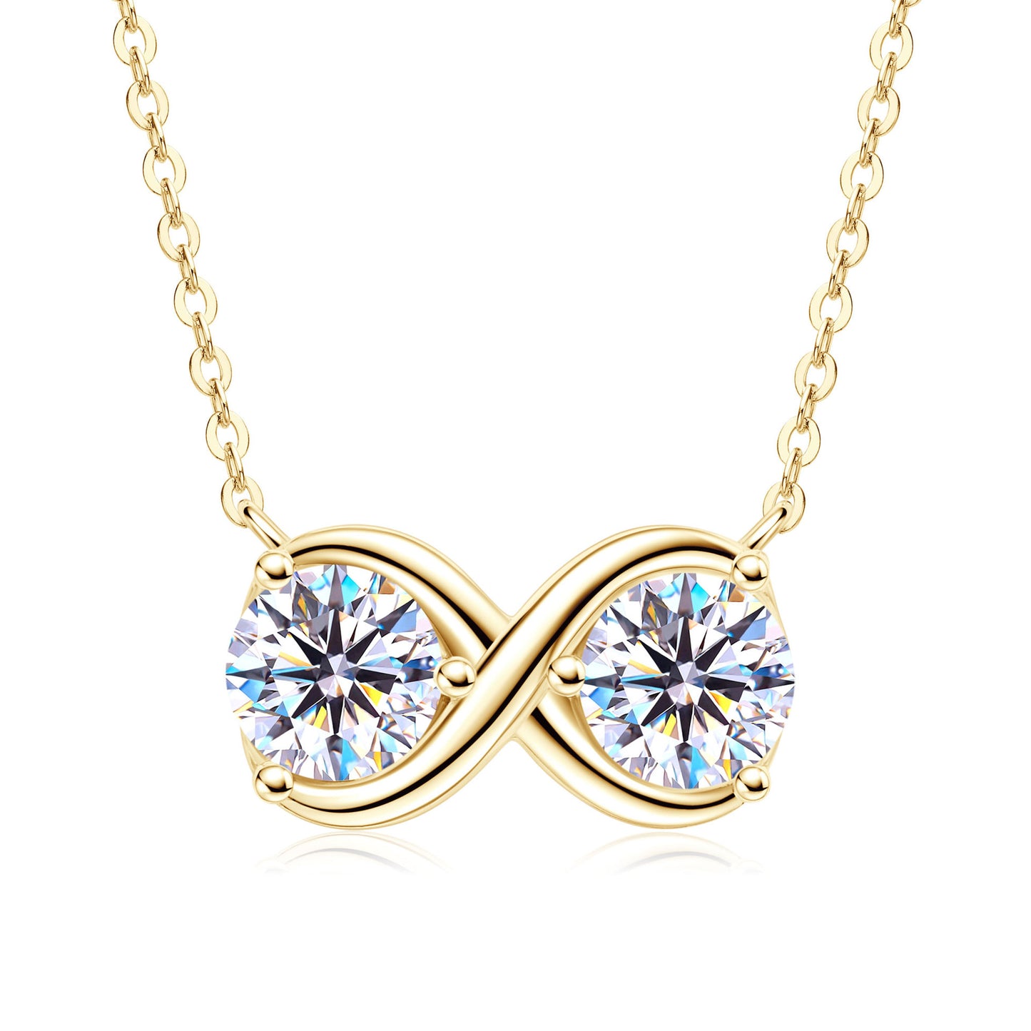 Sterling Silver Infinity Necklace - Moissanite Pendant for Women