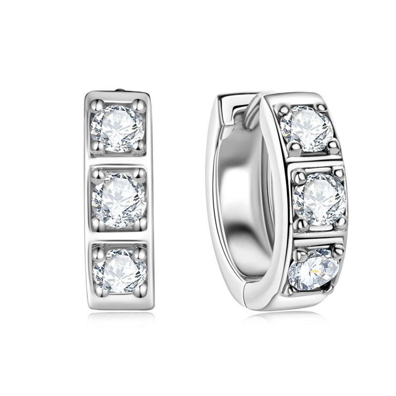 S925 Sterling Silver 18K Gold Plated Hip-Hop Moissanite Earrings - Unisex Style