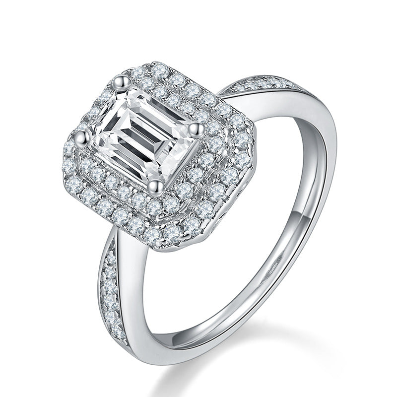 1 Carat Moissanite Wedding Ring - 925 Sterling Silver Engagement Ring for Women