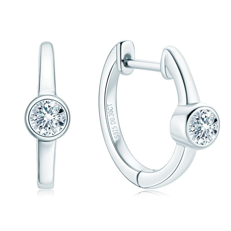 S925 Sterling Silver 18K Gold Plated Moissanite Earrings - Minimalist Geometric Design