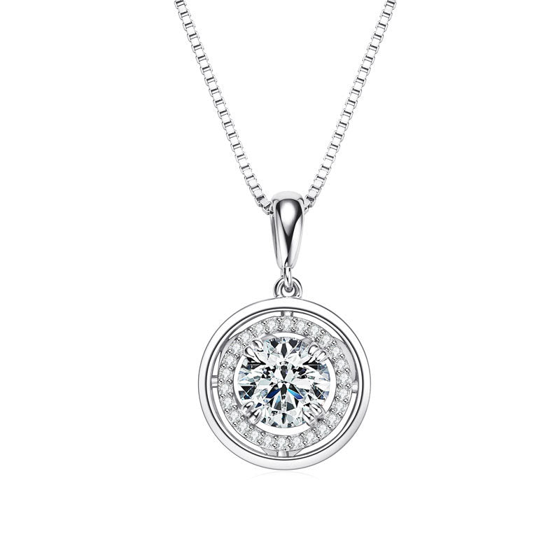 S925 Sterling Silver UFO Compass Moissanite Pendant Necklace - Luxury Design