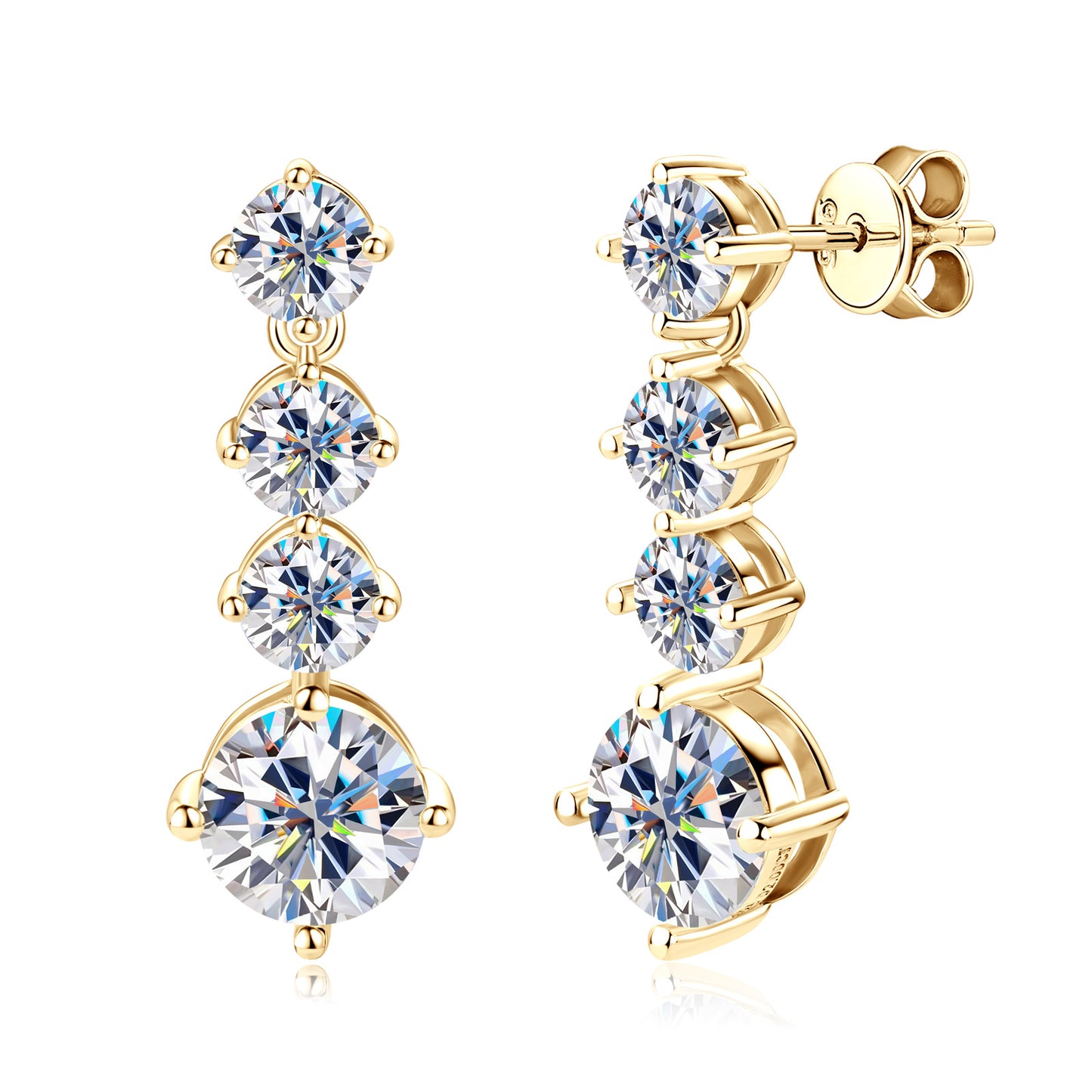 French Vintage Moissanite Stud Earrings - S925 Sterling Silver Classic Design