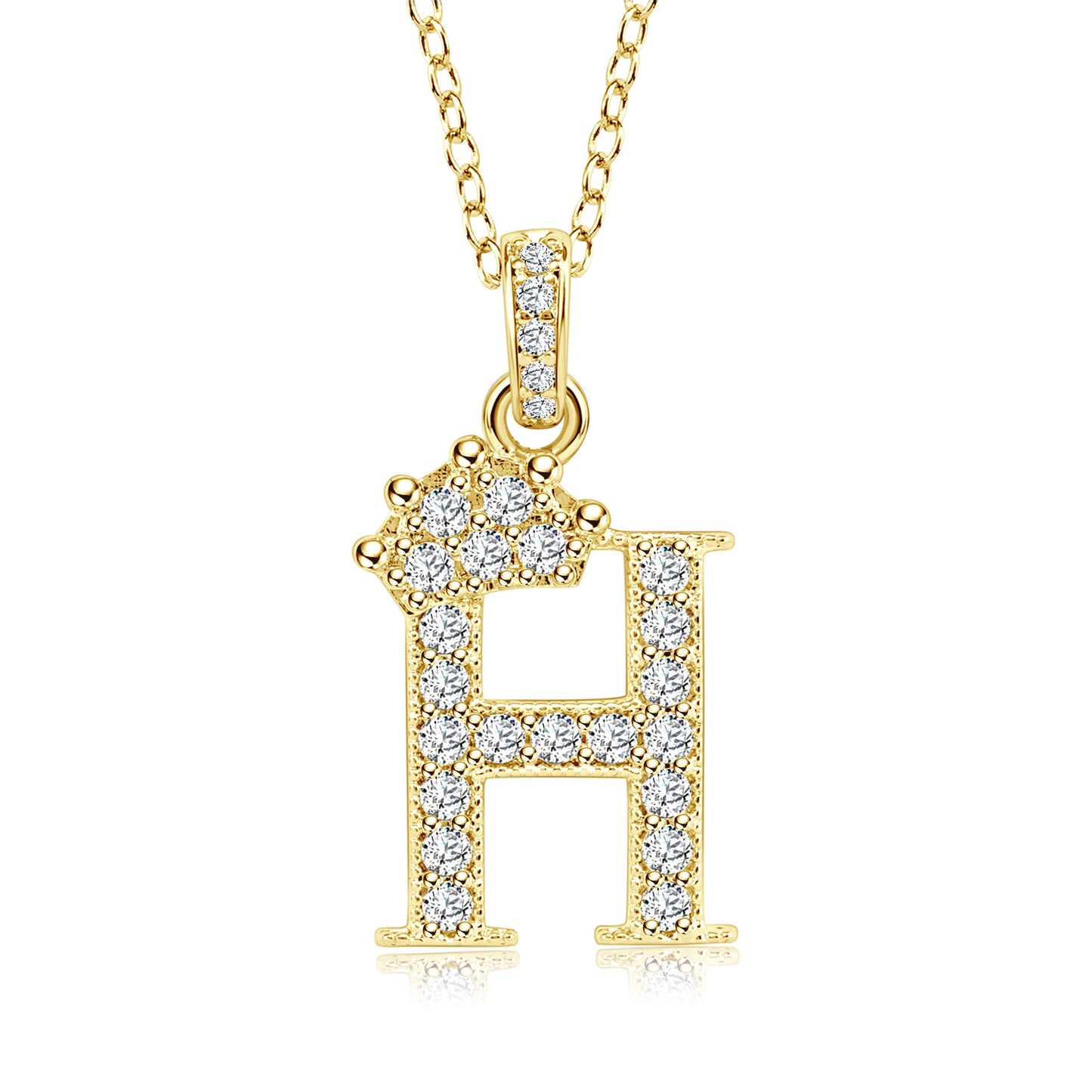 Crown Zircon Letter Pendant Necklace - Copper Plated Personalized Jewelry for Women