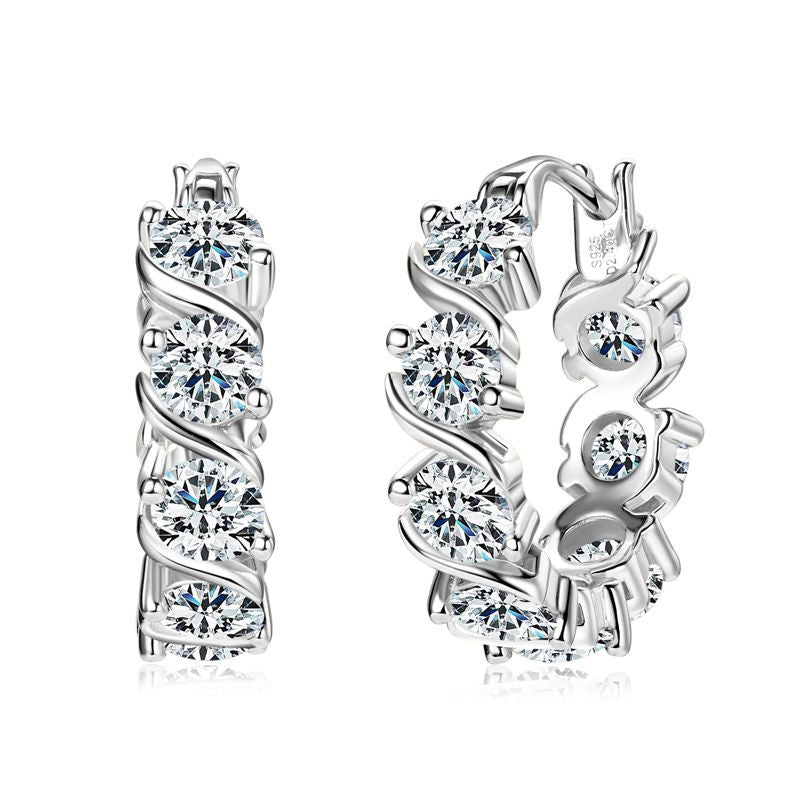 Full Diamond Moissanite Gypsy Earrings - S925 Sterling Silver Luxury Statement Jewelry