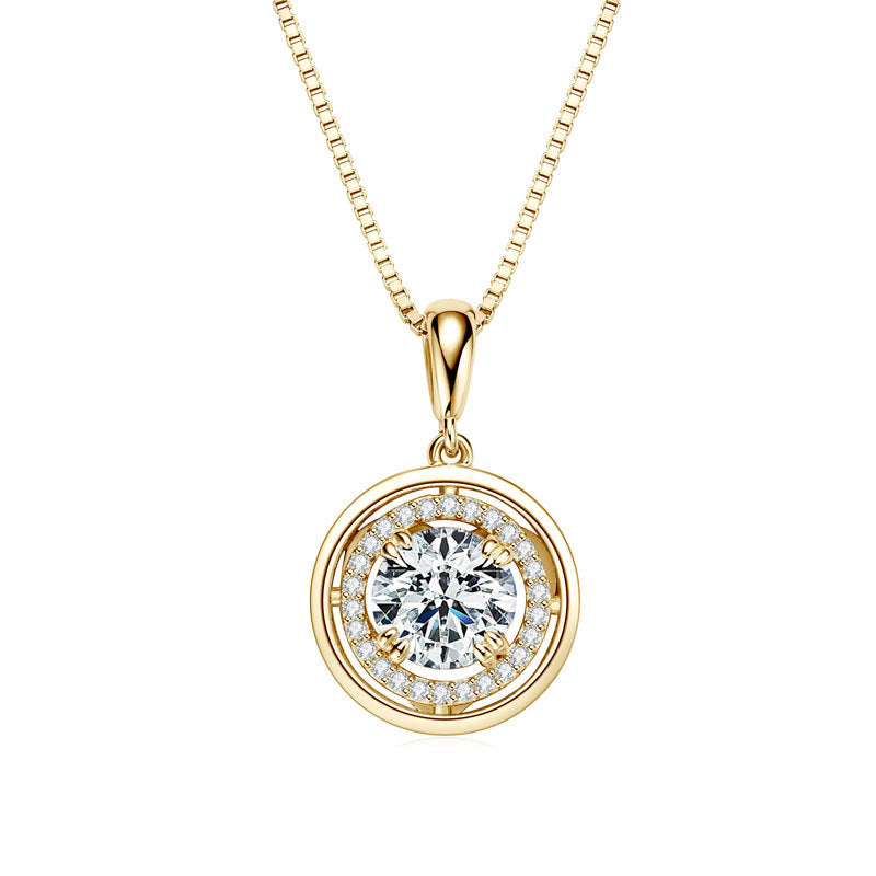 S925 Sterling Silver UFO Compass Moissanite Pendant Necklace - Luxury Design