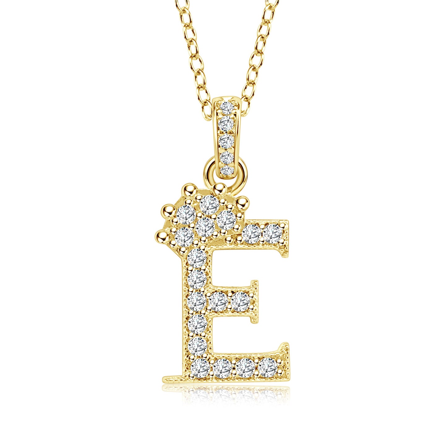 Crown Zircon Letter Pendant Necklace - Copper Plated Personalized Jewelry for Women