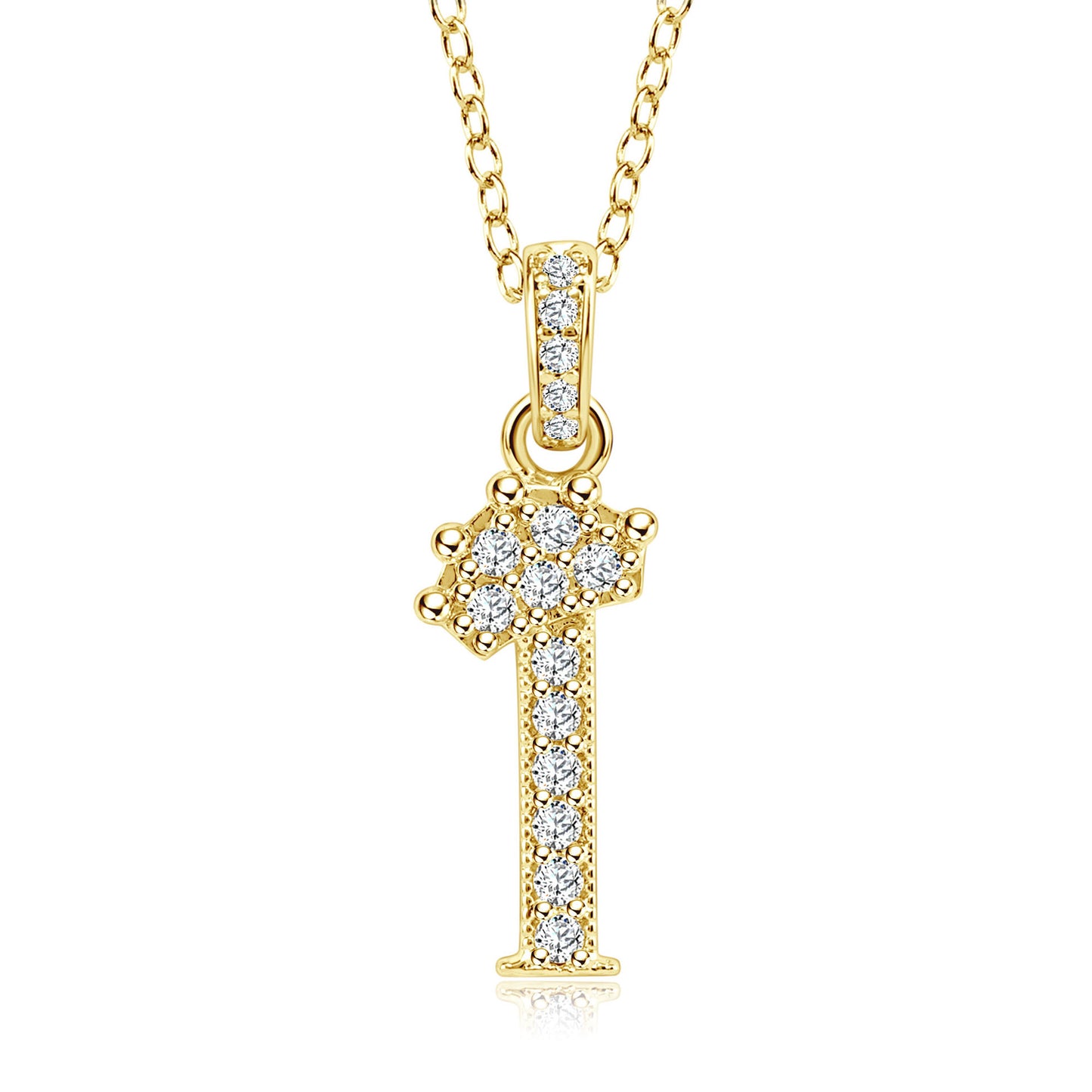 Crown Zircon Letter Pendant Necklace - Copper Plated Personalized Jewelry for Women