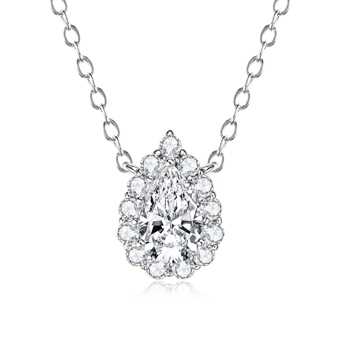 S925 Sterling Silver 1 Carat Round Moissanite Collarbone Necklace - Classic Pendant