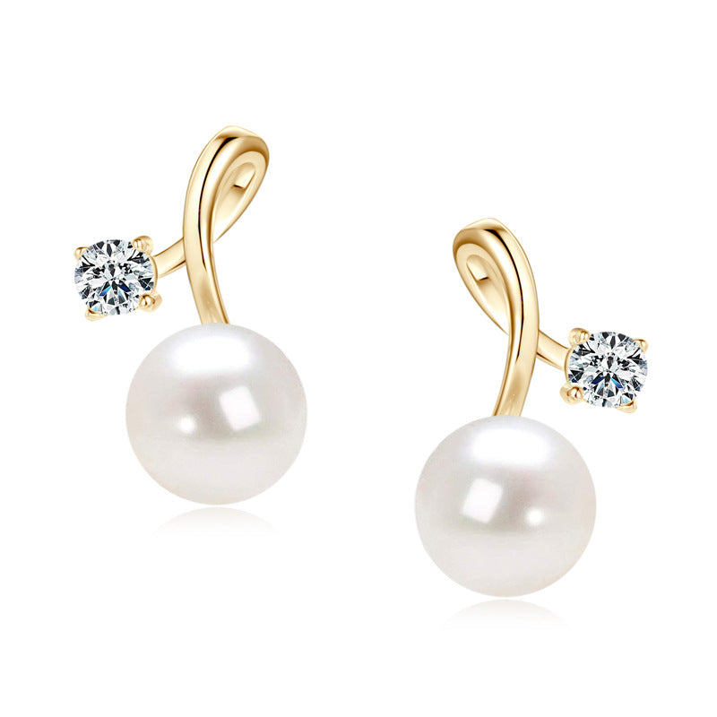 Natural Freshwater Pearl Cherry Stud Earrings - S925 Sterling Silver Sweet Minimalist Earrings