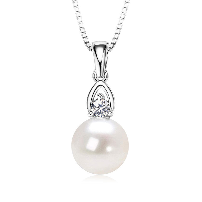 Natural Freshwater Pearl Pendant Necklace - S925 Sterling Silver for Women