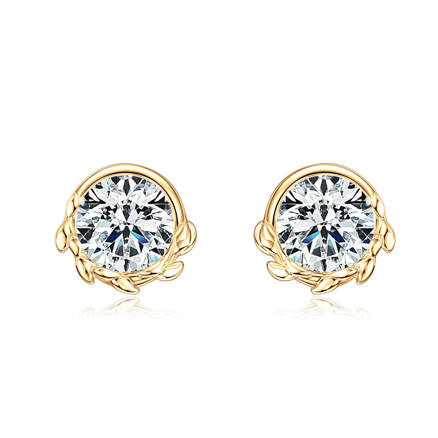 S925 Sterling Silver 0.5 Carat Olive Leaf Moissanite Stud Earrings for Women
