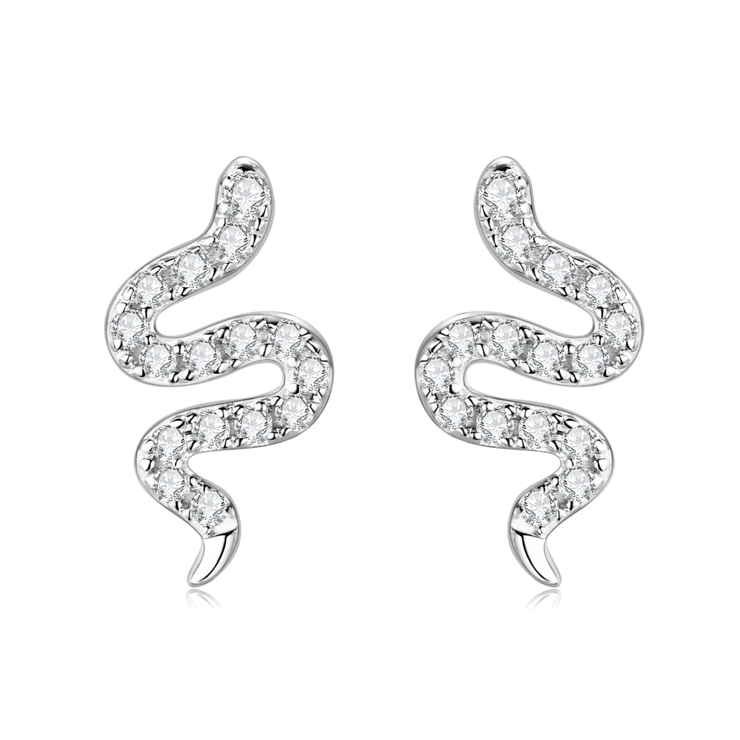 S925 Sterling Silver Snake Zodiac Moissanite Stud Earrings - Cultural Luxury Design