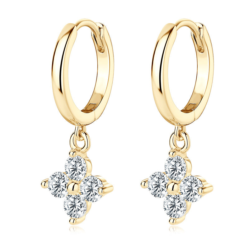 D-Color Moissanite Four-Leaf Clover Stud Earrings - 925 Sterling Silver Lucky Charm Earrings