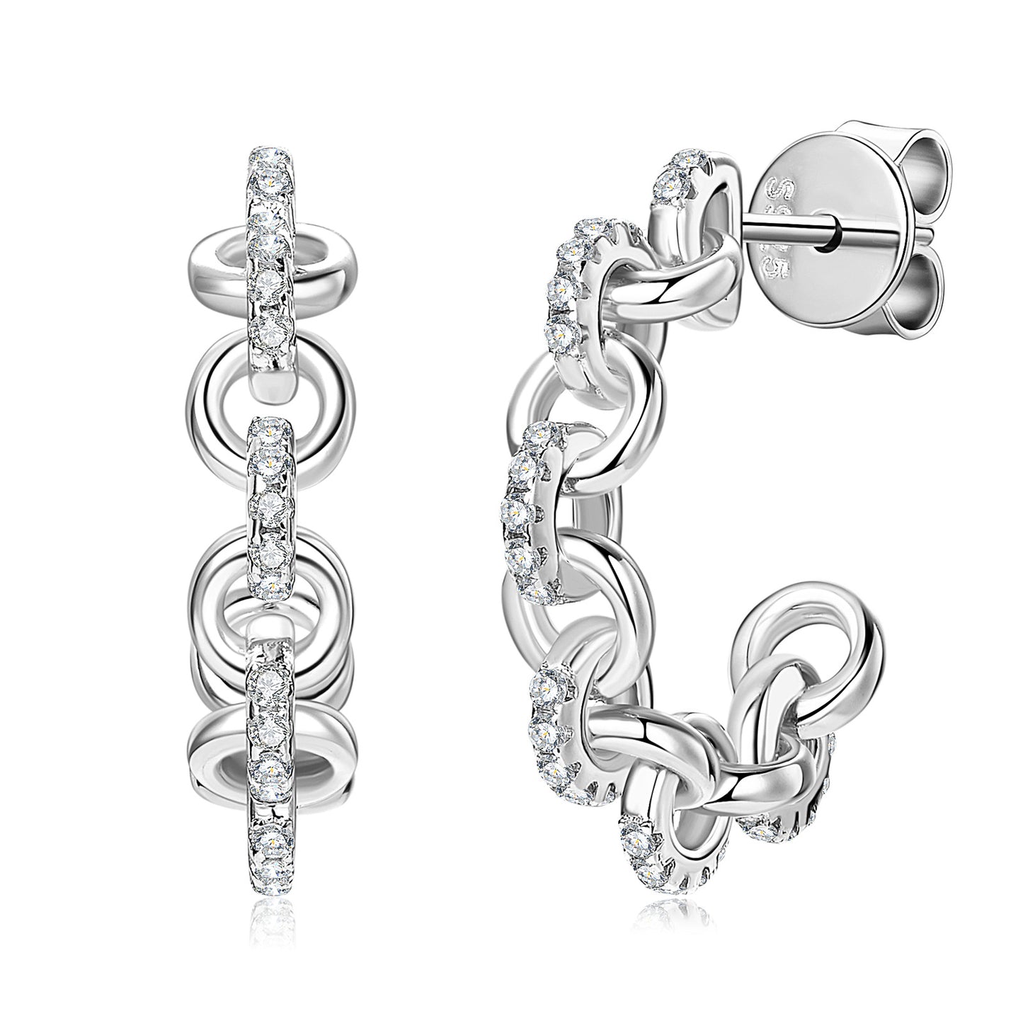 S925 Sterling Silver C-Shaped Moissanite Hoop Earrings - French Luxury Design