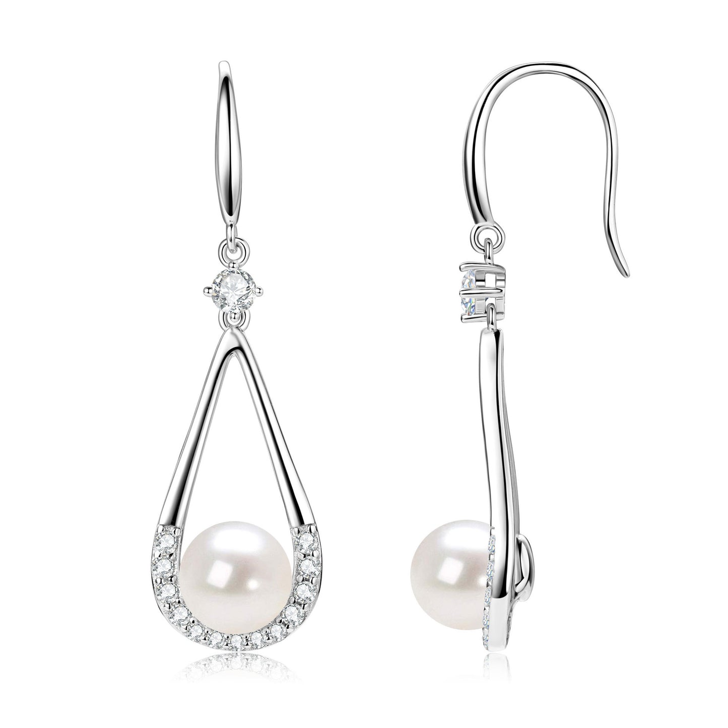 Natural Freshwater Pearl Drop Earrings - Sterling Silver Teardrop for Women