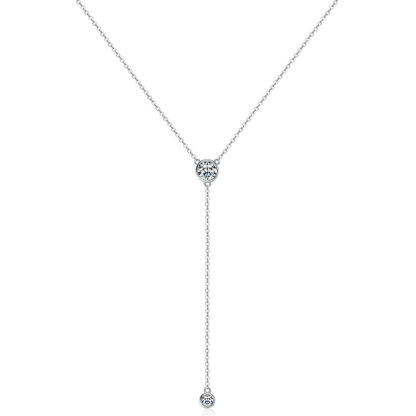 Y-Chain Moissanite Fringe Necklace - S925 Sterling Silver High-End Collarbone Chain