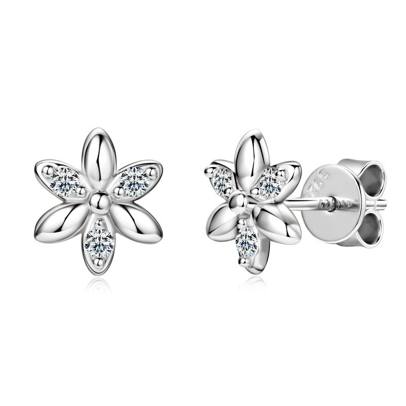 Mini Flower Moissanite Stud Earrings - S925 Sterling Silver Delicate Summer Jewelry
