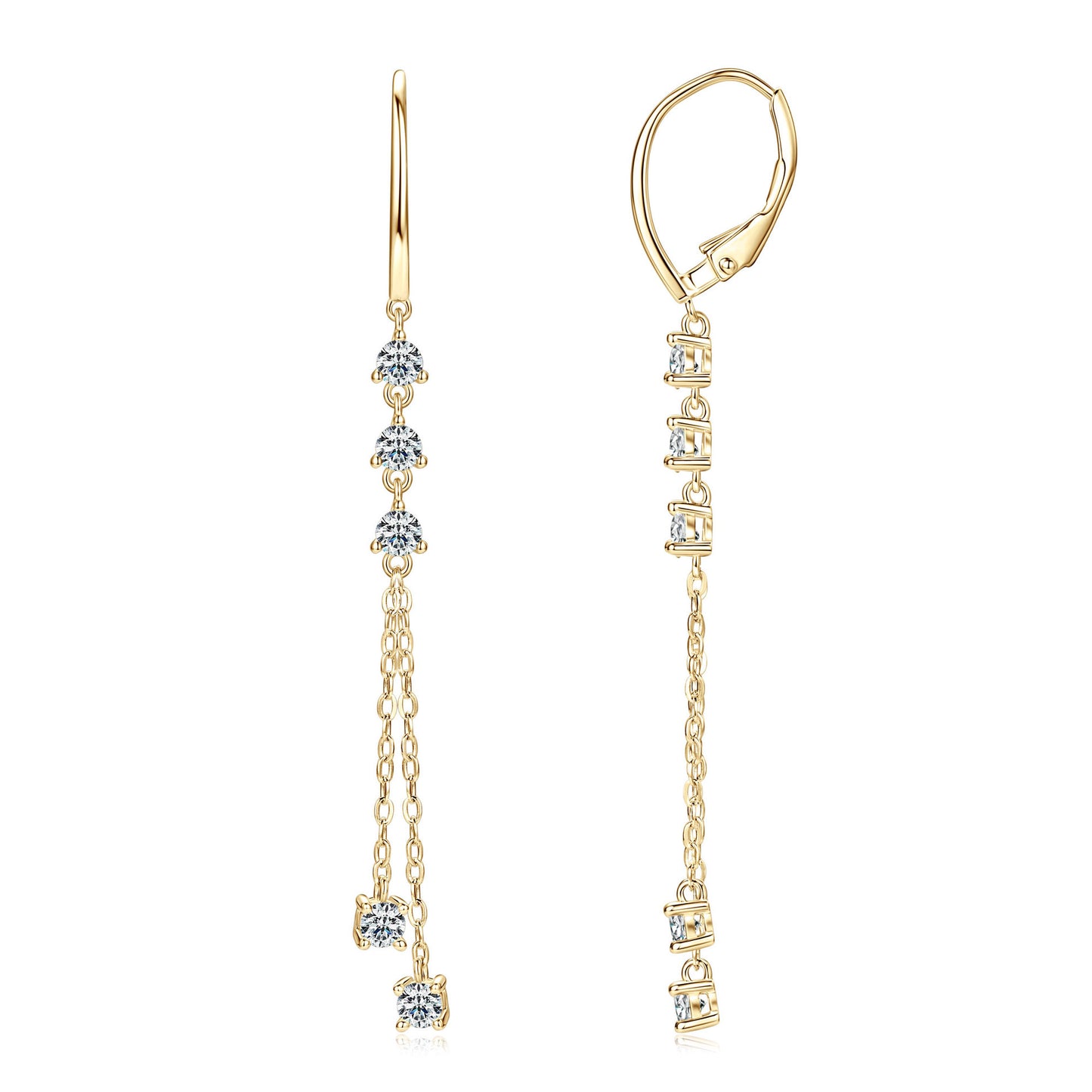 S925 Sterling Silver Long Fringe Moissanite Earrings - Luxury Drop Style