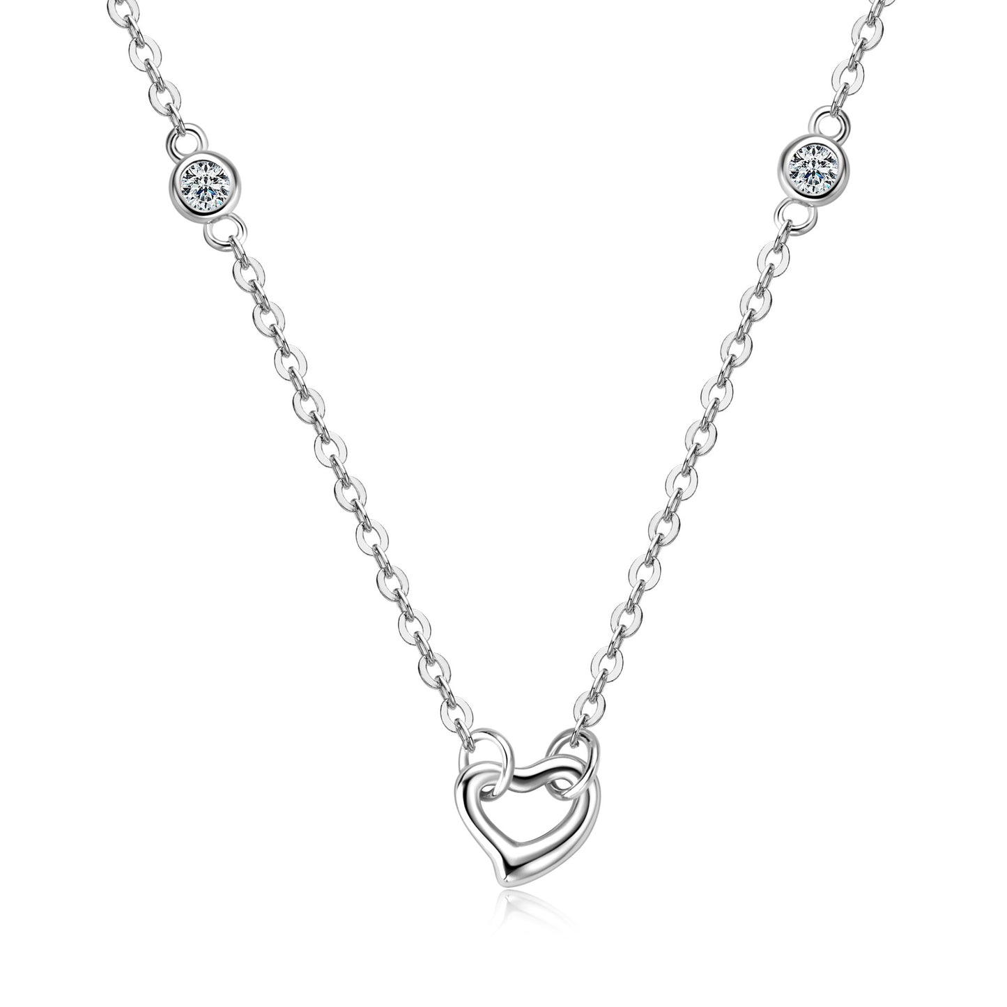 Sterling Silver Heart Pendant Necklace - Moissanite Love Jewelry for Women
