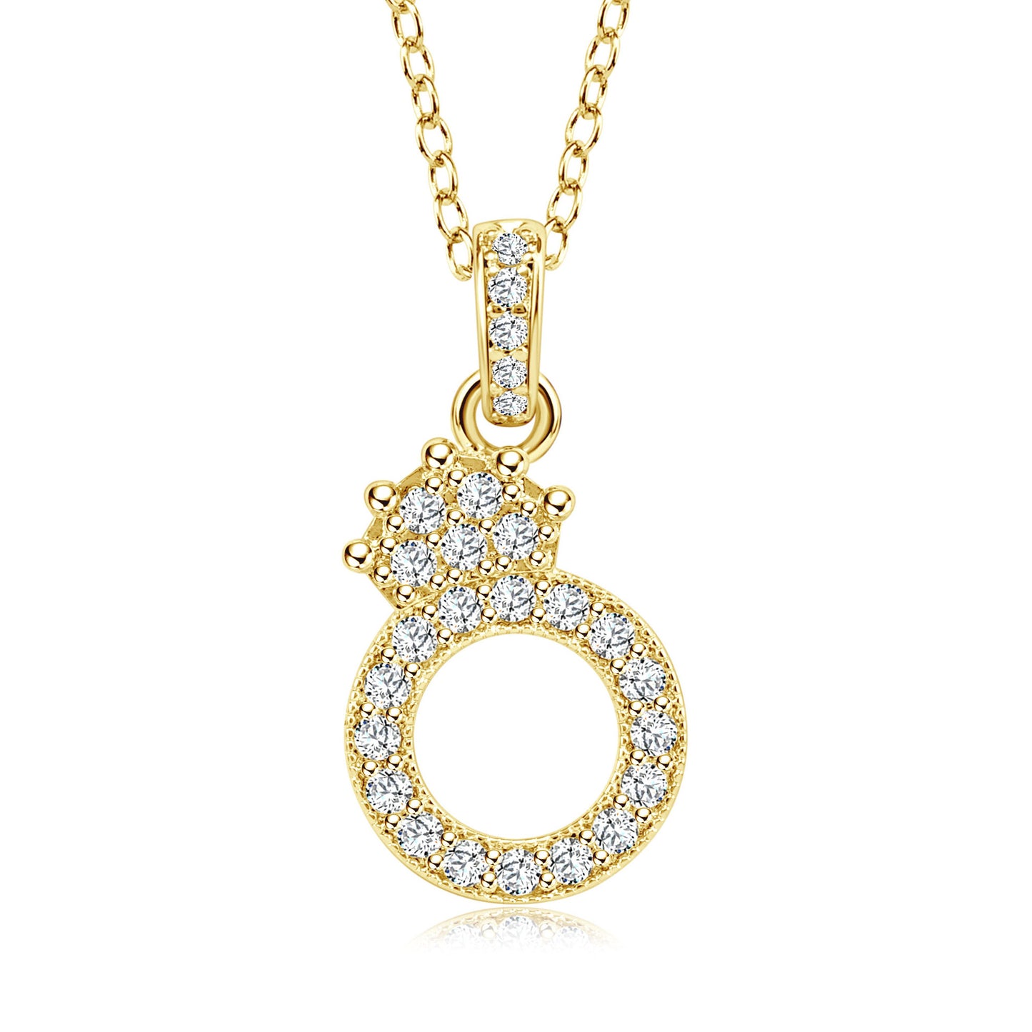 Crown Zircon Letter Pendant Necklace - Copper Plated Personalized Jewelry for Women