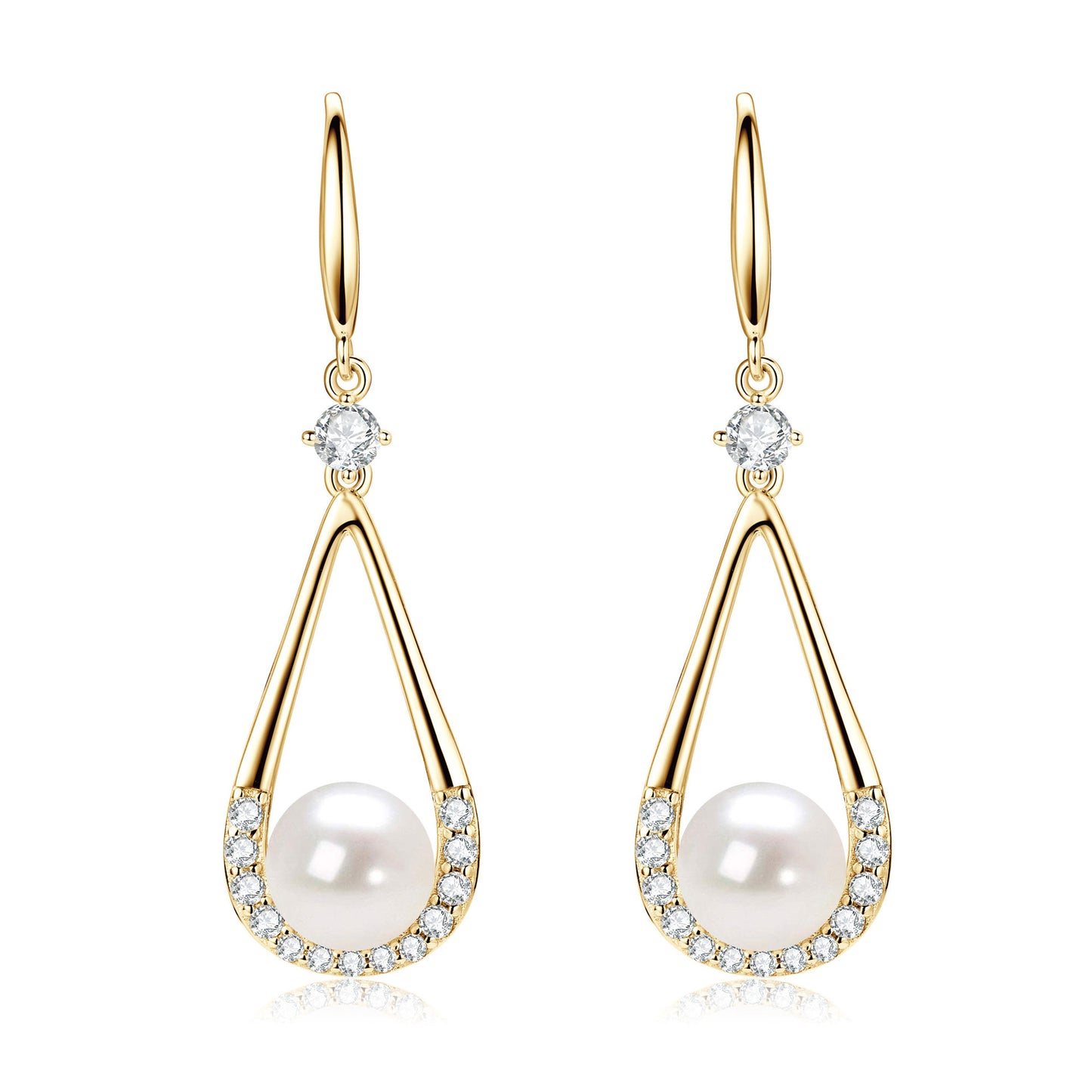 Natural Freshwater Pearl Drop Earrings - Sterling Silver Teardrop for Women