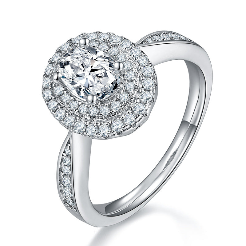1 Carat Moissanite Wedding Ring - 925 Sterling Silver Engagement Ring for Women