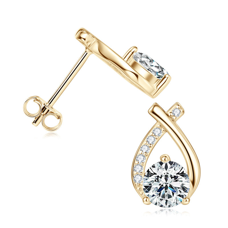 S925 Sterling Silver X-Shaped Moissanite Earrings - Luxury Fishtail Design
