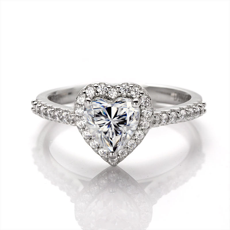 1 Carat Moissanite Wedding Ring - 925 Sterling Silver Engagement Ring for Women