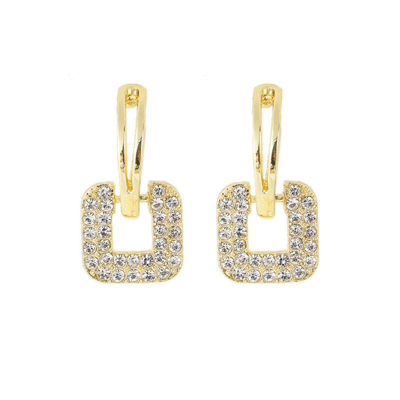 S925 Sterling Silver Square Stud Earrings - Moissanite Diamond Geometric Earrings