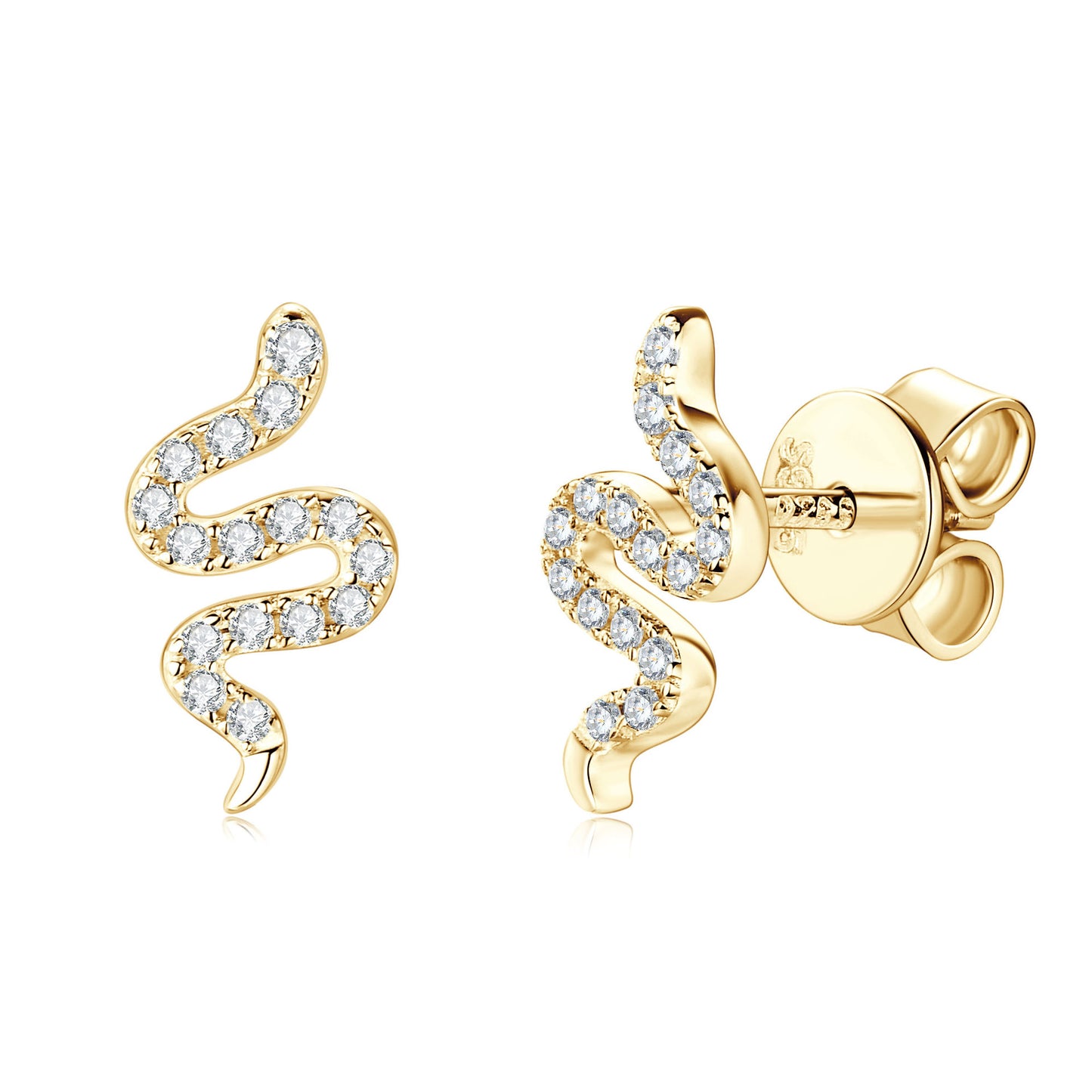 S925 Sterling Silver Snake Zodiac Moissanite Stud Earrings - Cultural Luxury Design