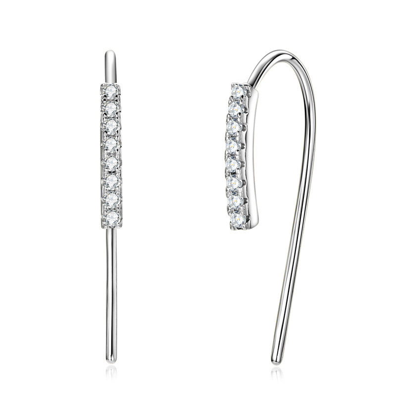 Moissanite Row Diamond Ear Cuff - S925 Sterling Silver Climber Earrings