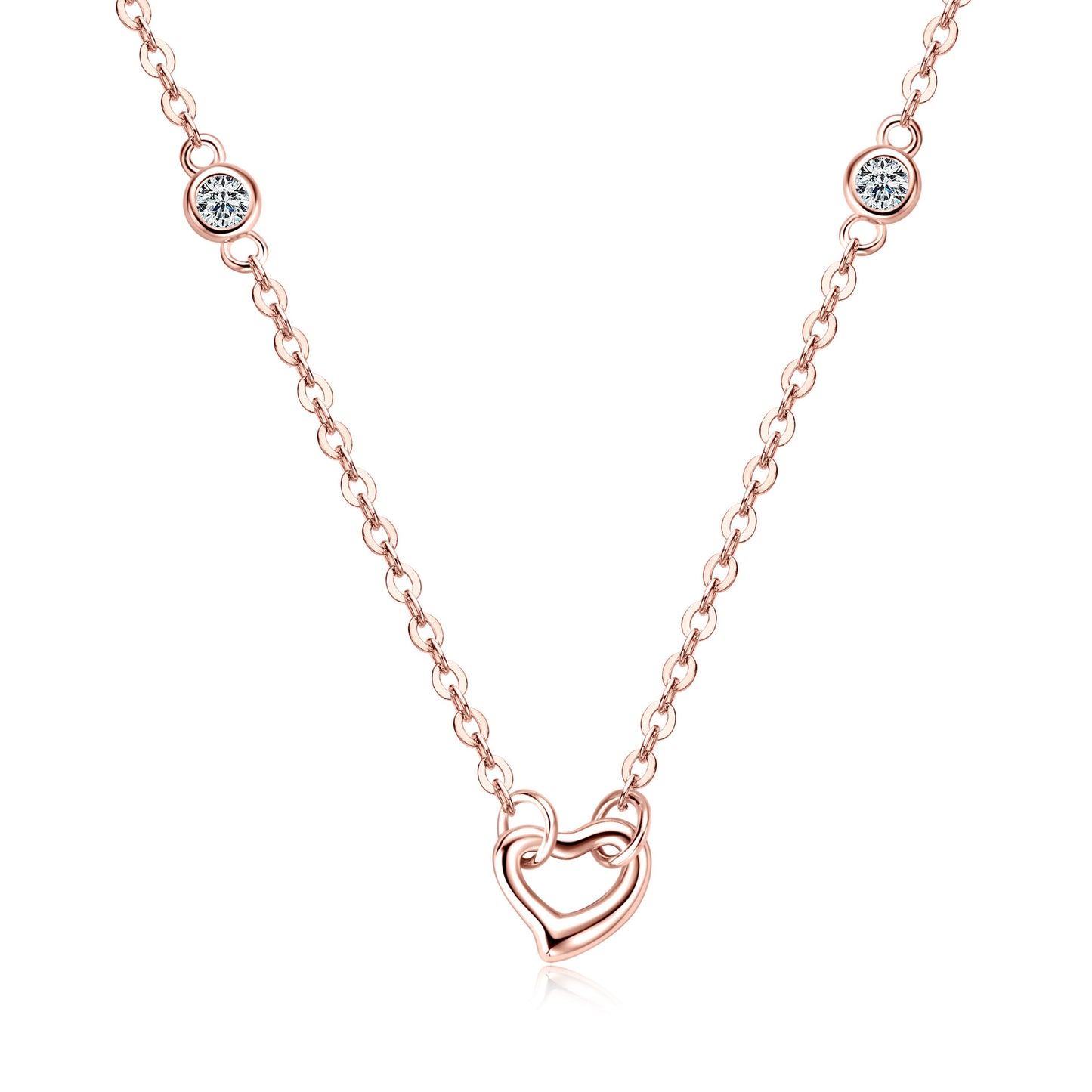 Sterling Silver Heart Pendant Necklace - Moissanite Love Jewelry for Women