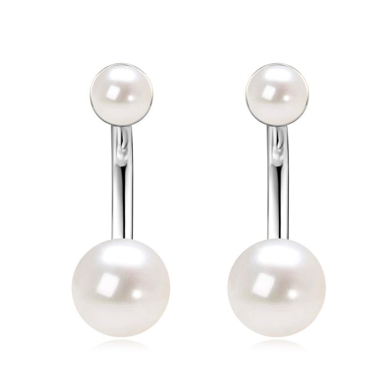 Convertible Natural Freshwater Pearl Stud Earrings - S925 Sterling Silver 2-in-1 Design