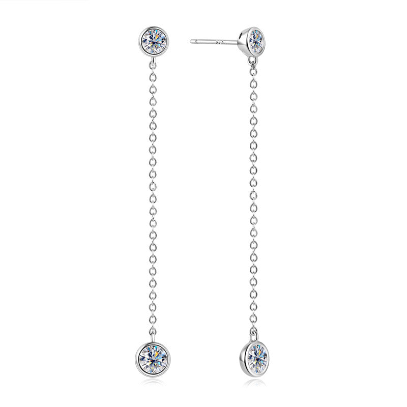 D-Color Moissanite Fringe Earrings - S925 Sterling Silver 18K Gold Plated