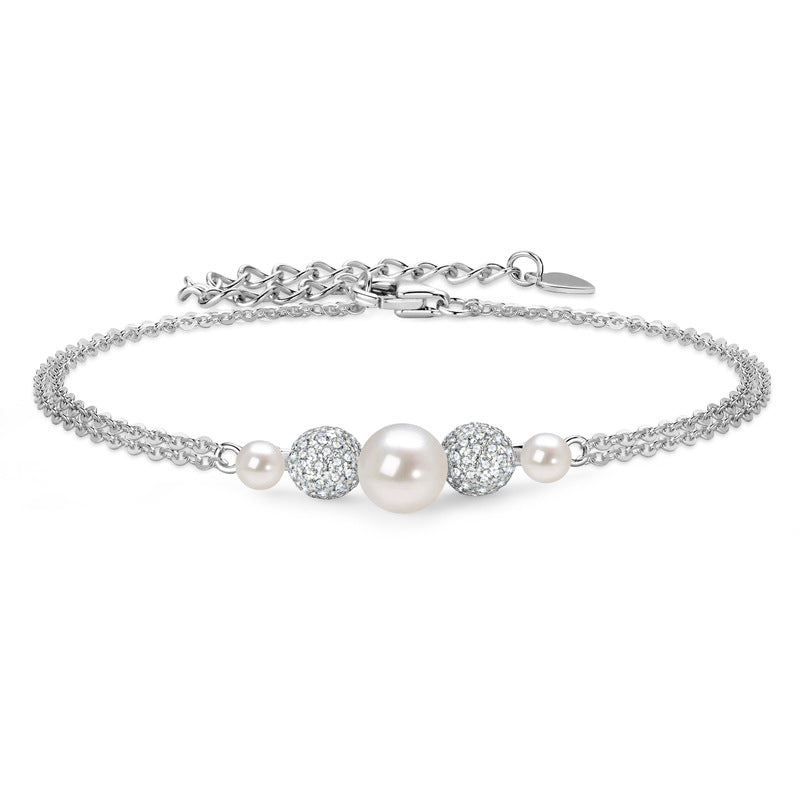 Freshwater Pearl Bracelet - Simple Elegant S925 Sterling Silver Jewelry for Women