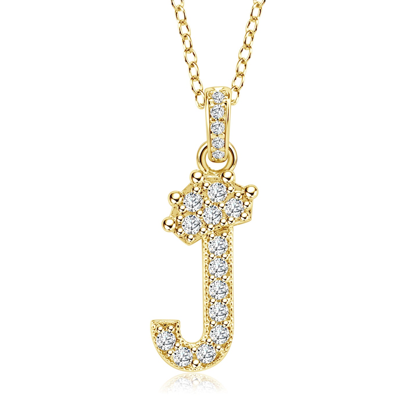Crown Zircon Letter Pendant Necklace - Copper Plated Personalized Jewelry for Women