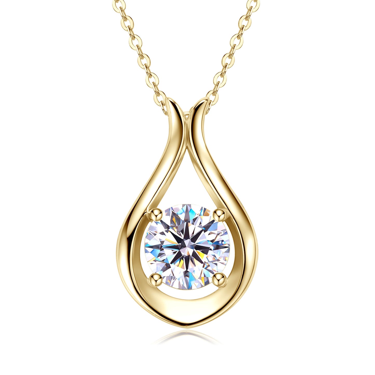 S925 Sterling Silver Bud Necklace - Water Drop Moissanite Pendant for Women