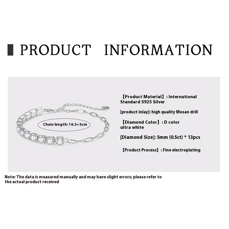 Luxury Full Diamond Tennis Bracelet - S925 Sterling Silver Women's Chain
