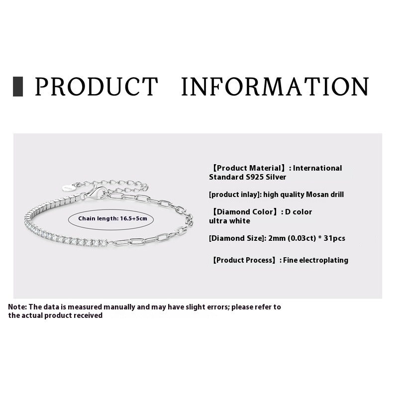 Luxury Full Diamond Tennis Bracelet - S925 Sterling Silver Women's Chain
