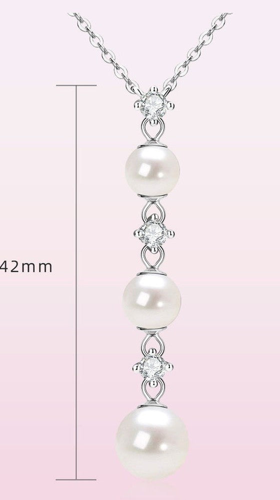 Natural Freshwater Pearl Delicate Chain Necklace - Invisible Floating Pearl Necklace