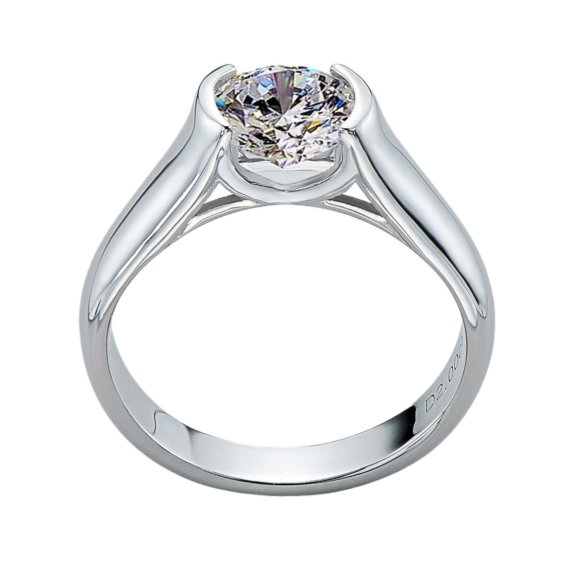 S925 Sterling Silver 2 Carat D Color Moissanite Ring - 18K Gold Plated Luxury Band