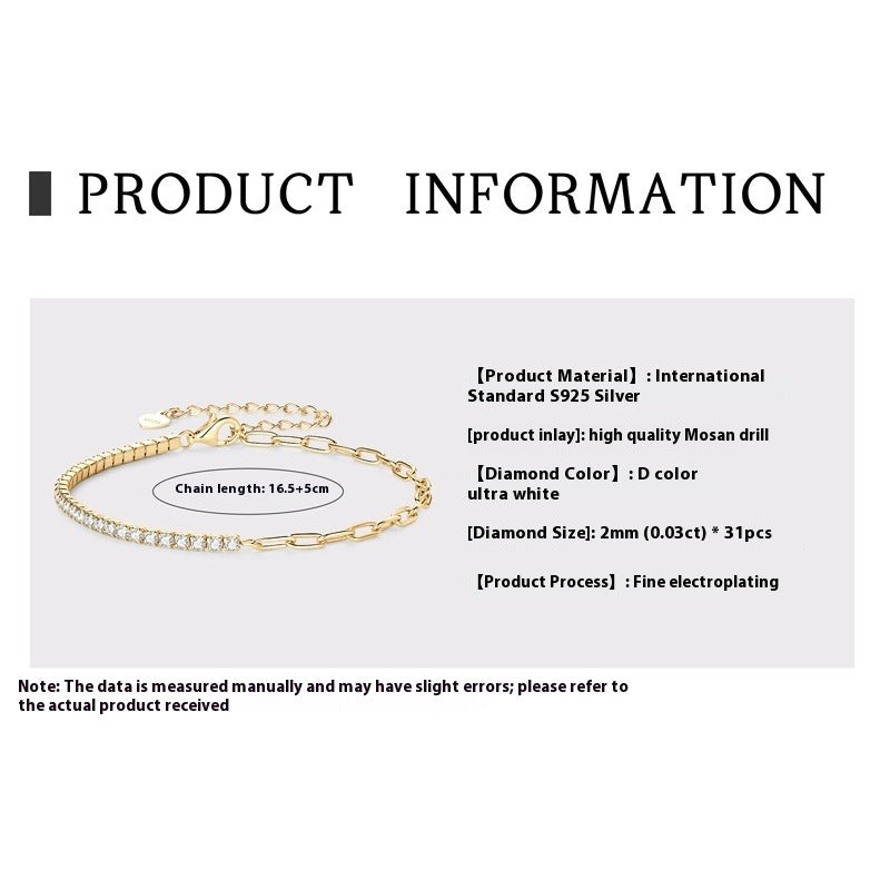 Luxury Full Diamond Tennis Bracelet - S925 Sterling Silver Women's Chain