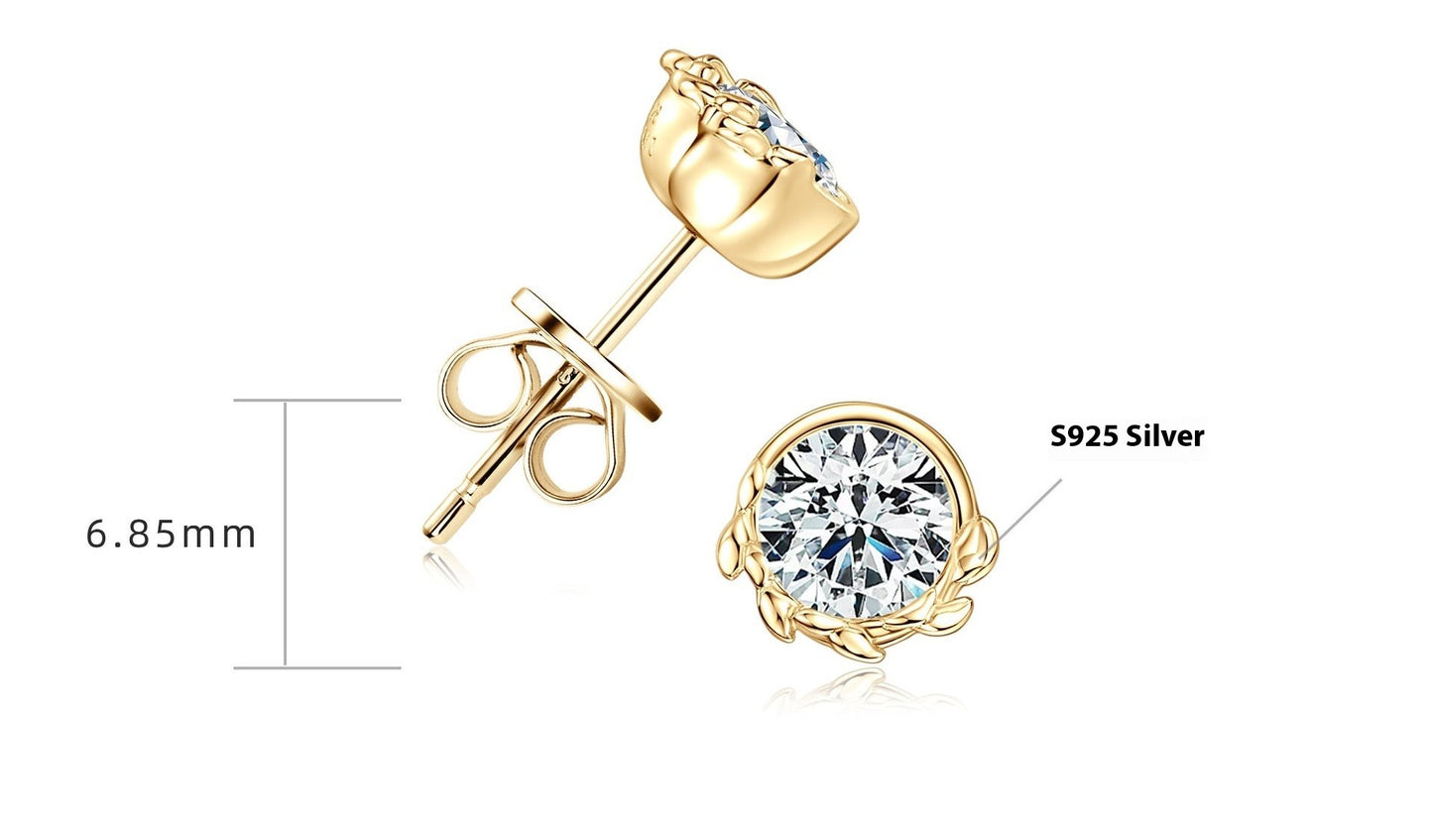 S925 Sterling Silver 0.5 Carat Olive Leaf Moissanite Stud Earrings for Women