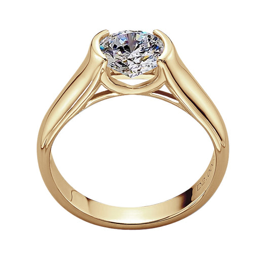 S925 Sterling Silver 2 Carat D Color Moissanite Ring - 18K Gold Plated Luxury Band
