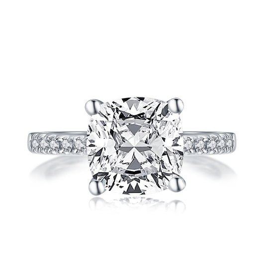 Moissanite Square Stud Earrings - Sterling Silver Geometric Design