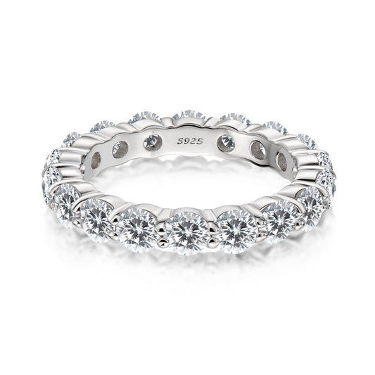Full Diamond Row Zircon Ring - 925 Sterling Silver Fashion Statement Ring for Women