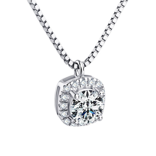 Delicate Cube Moissanite Choker Necklace - S925 Sterling Silver Chain Jewelry